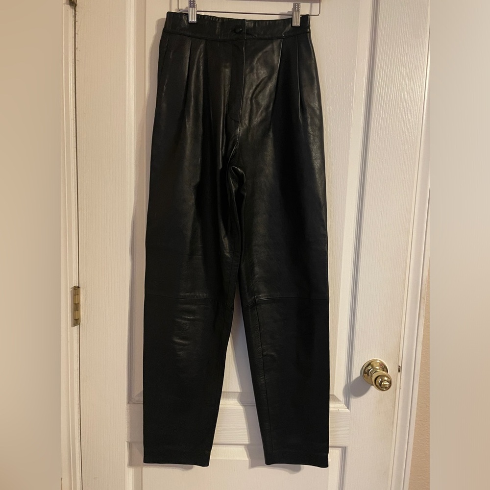 Cedars Vintage Black Women's‎ Real Soft Leather Pants Small Festival Biker Moto